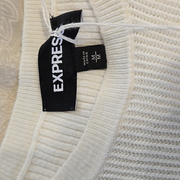 Express Women's White Ribbed Sleeveless Lightweight Sweater Size M Stretch - Picture 8 of 8